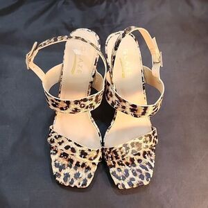 BRAND NEW GLAZE ANIMAL PRINT SQUARE TOE HIGH HELL SANDAL